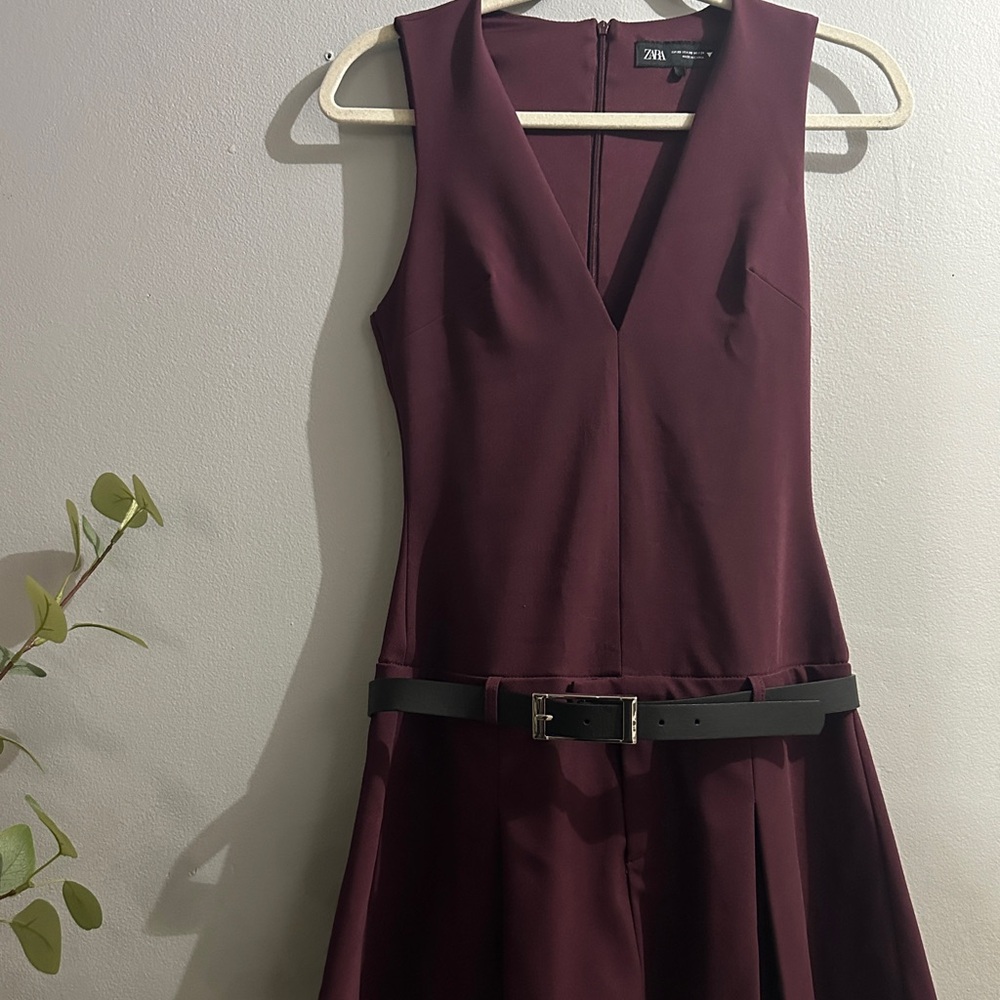 Elegant Burgundy Zara Sleeveless Dress
